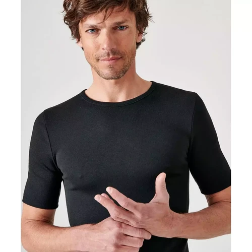 Tee-shirt manches courtes en mailles noir Damart