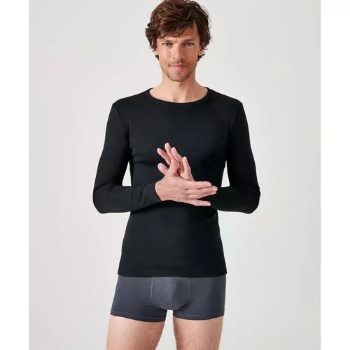 Damart - Tee-shirt manches longues col rond en maille noir - Sous-vêtement homme & pyjama
