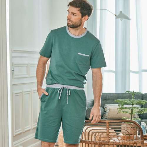 Becquet - Pyjama GABRIEL vert de gris en coton - Loungewear Becquet