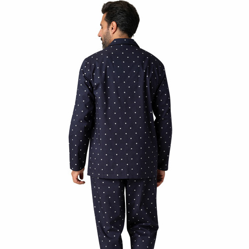 Pyjama long ouvert Chaine & Trame bleu en coton pour homme  Eminence