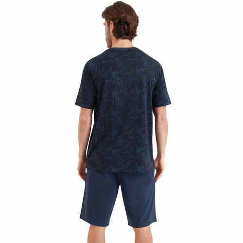 Pyjama court Easy Print bleu en coton pour homme  Athéna