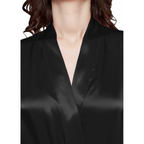 Robe De Chambre Mi longueur 100% Soie Naturelle Classique noir LilySilk Mode femme