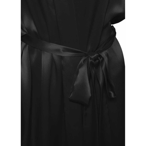 Robe De Chambre Mi longueur 100% Soie Naturelle Classique noir LilySilk