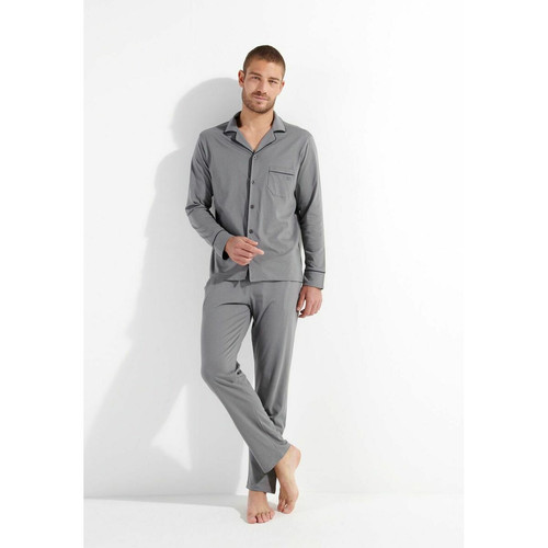 Pyjama pantalon gris passepoil marine en coton HOM LES ESSENTIELS HOMME