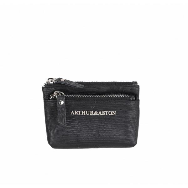 Porte-cartes en cuir noir Noir Arthur & Aston Mode femme