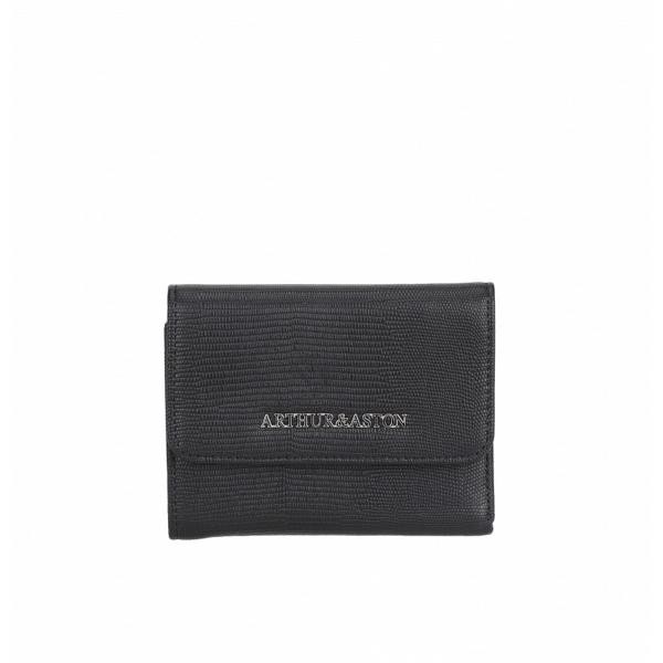 Porte-monnaie en cuir noir   Noir Arthur & Aston Mode femme