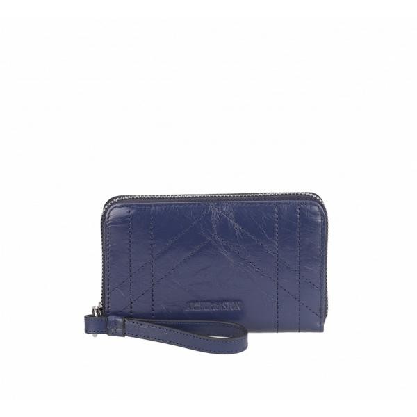 Porte-monnaie et carte zippée en cuir bleu nuit  Bleu Arthur & Aston Mode femme