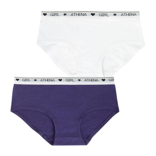 Lot de 2 boxers fille Coton Ultra Doux violet Athéna LES ESSENTIELS ENFANTS