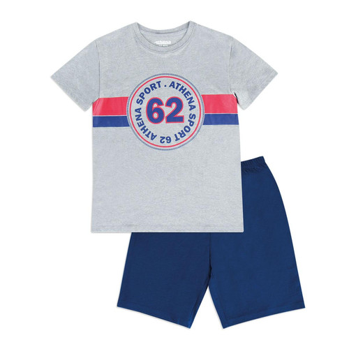 Pyjama court col rond garçon Sport 62 gris en coton Athéna LES ESSENTIELS ENFANTS