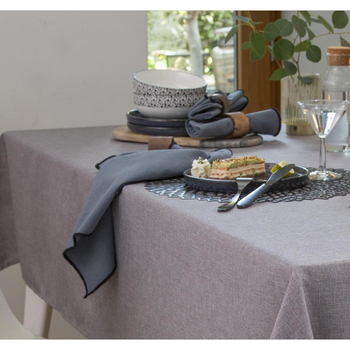 Becquet - Lot de 3 serviettes de table gris  - Serviette de table