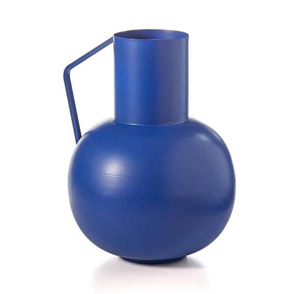 Vase contemporain en métal BELLEZZA bleue Becquet