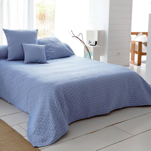 Becquet - Jetée de lit en coton tissé jacquard Bleu - Jetés de lit ou de canapé