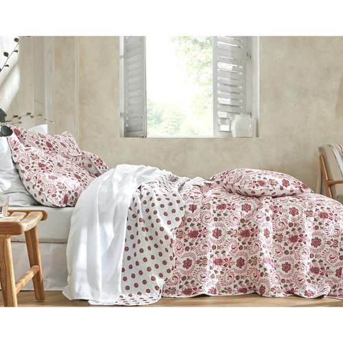 Becquet - Couvre-lits  MEJANE rose en coton  - Couvre lits jetes de lit imprime