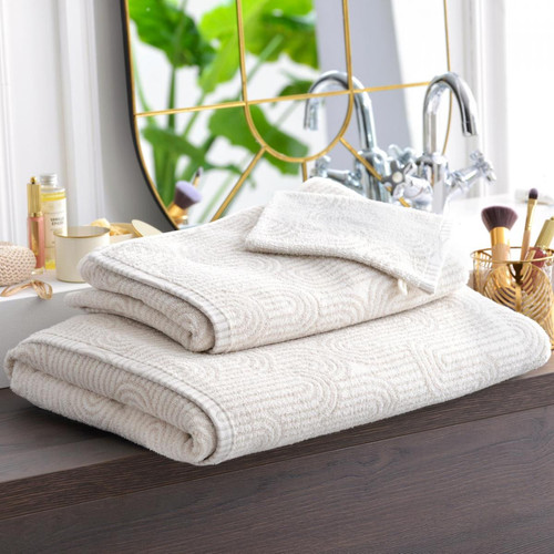 Becquet - Drap de bain beige CURVES en coton - Serviette, drap de bain