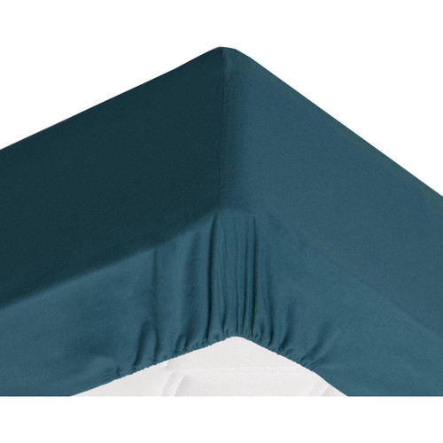 Becquet - Drap-housse Grands Bonnets 32 cm bleu canard en flanelle - Linge de lit flanelle