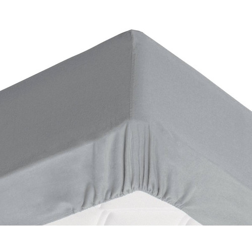 Becquet - Drap-housse Grands Bonnets 32 cm gris en flanelle - Linge de lit flanelle