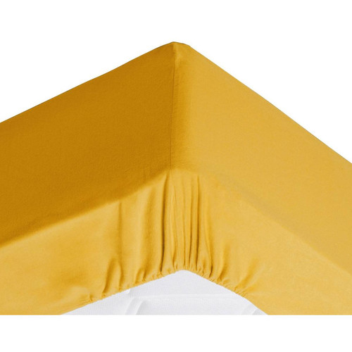 Becquet - Drap-housse Grands Bonnets 32 cm moutarde en flanelle - Draps housse jaune