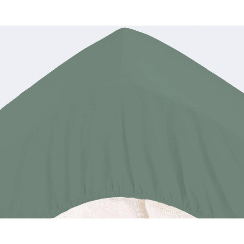 Drap-housse Grands Bonnets 32 cm vert en percale Becquet Linge de maison