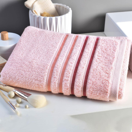 Becquet - Serviette de toilette rose pale - Serviettes draps de bain rose