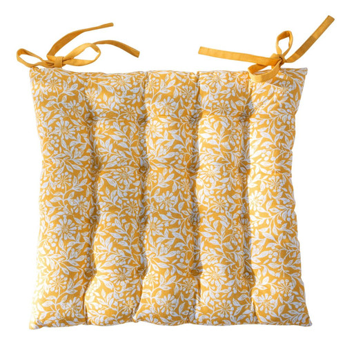 Galette de chaise motifs fleurettes jaune FLORA  Becquet Linge de maison