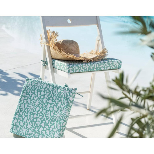 Becquet - Galette de chaise spécial extérieur MELBOURNE verte céladon en polyester - Coussin extérieur