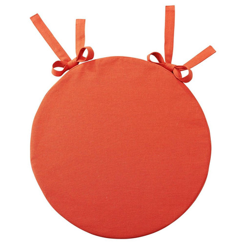 Becquet - Lot de 2 Galettes de chaise en coton enduit Orange Corail - Galette de chaise