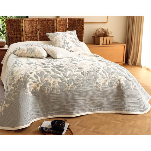 Becquet - Jetés de lit réversible  LISBOA bleu en Polyester - Couvre lits jetes de lit blanc