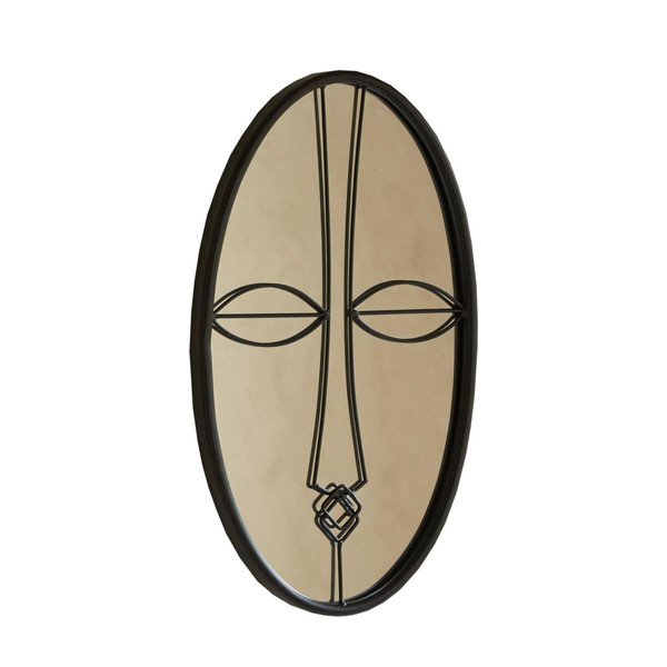 Miroir ovale décor ethnique en métal LOOKY noir Becquet