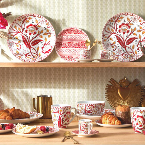 Becquet - 4 Mugs Vintage Rouge - Vaisselle du petit déjeuner