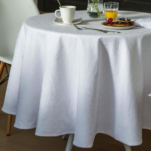 Lot de 3 Serviettes de Table damassé en coton VEGETA Blanc Becquet Linge de maison