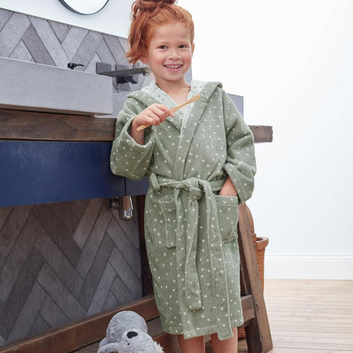 Peignoir de bain enfant 2 ans en Coton peigné POISKID Vert Becquet Linge de maison
