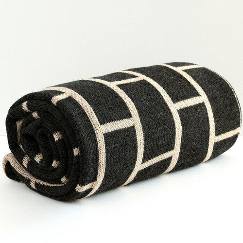 Plaid tricot effet brique noir BRIQUE TRICOT  Becquet
