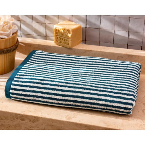 Becquet - Serviette de bain CHARLIE bleue canard en coton - Serviettes draps de bain bleu