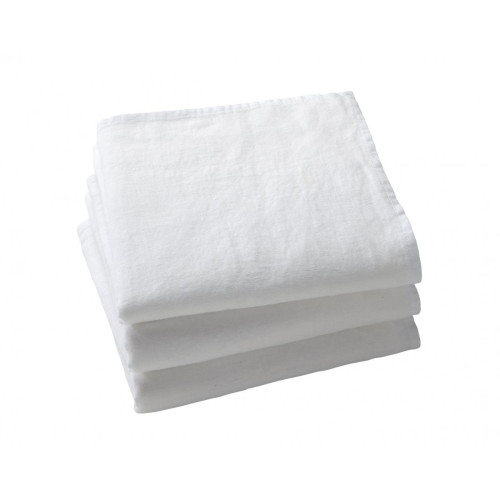 Becquet - Lot de 3 serviettes de table LINA blanc en lin - Linge de table Becquet
