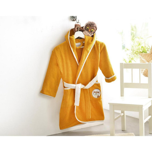 Becquet - Peignoir enfant jaune PETITES BETES  en coton - Linge de bain enfant