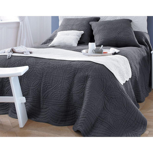Becquet - Tête de lit en boutis uni coton Becquet - Gris - Promo Meuble Et Déco Design