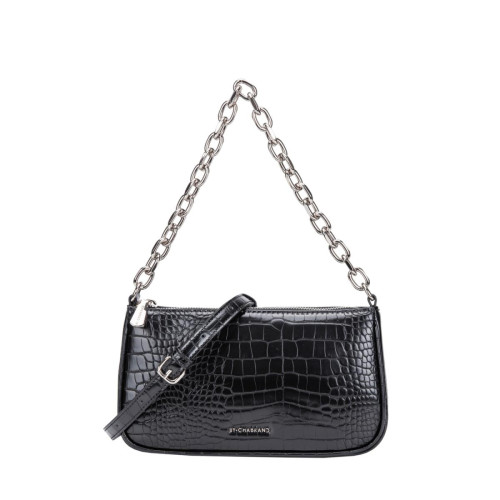 By Chabrand - Sac porté travers noir effet croco - Maroquinerie By Chabrand