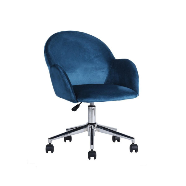 Chaise de bureau ajustable chiozza en velours Bleu Bleu Calicosy Meuble & Déco