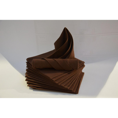 Lot de 12 Serviettes ARC EN CIEL Chocolat 44 x 44 cm Marron Calitex Linge de maison