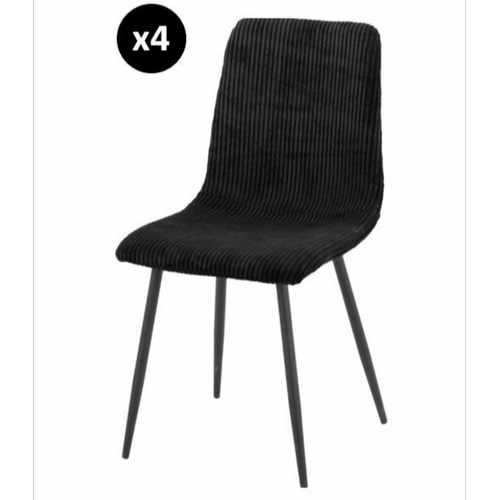 3S. x Home - Lot de 4 Chaises Bobby Noir - Chaise Et Tabouret Et Banc Design
