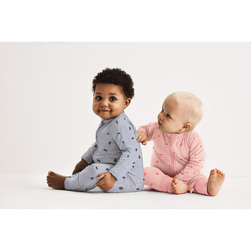 Pyjama zippé bouclette rose en coton Dim Baby LES ESSENTIELS ENFANTS