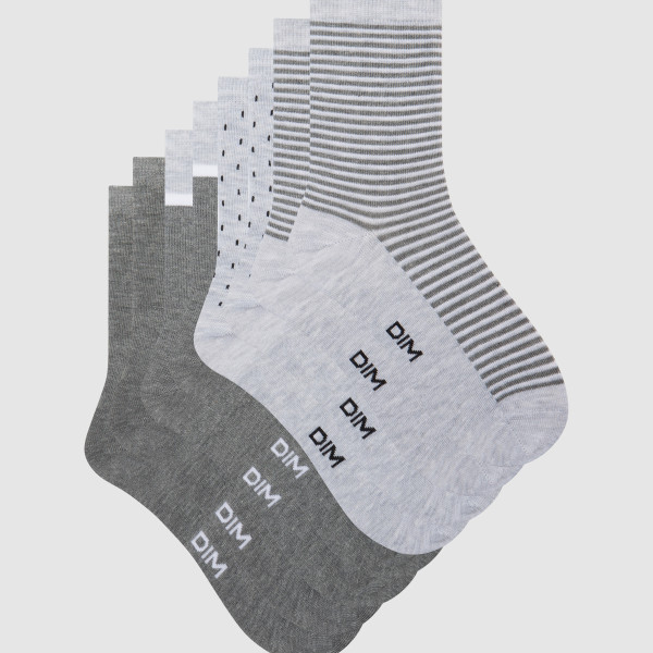 Lot de 4 paires de chaussettes gris/blanc Dim Chaussant Mode femme