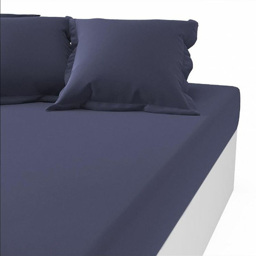 3S. x Tertio (Nos Unis) - Drap-housse percale de coton TERTIO® - Bleu Indigo - Draps housse 180 x 200 cm
