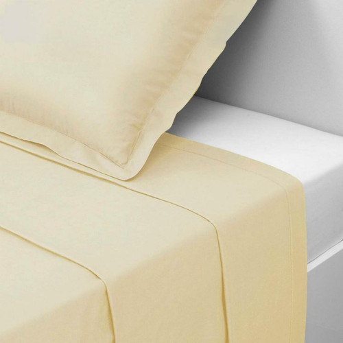 3S. x Tertio (Nos Unis) - Drap plat percale de coton TERTIO® - beige ficelle - Draps plats beige
