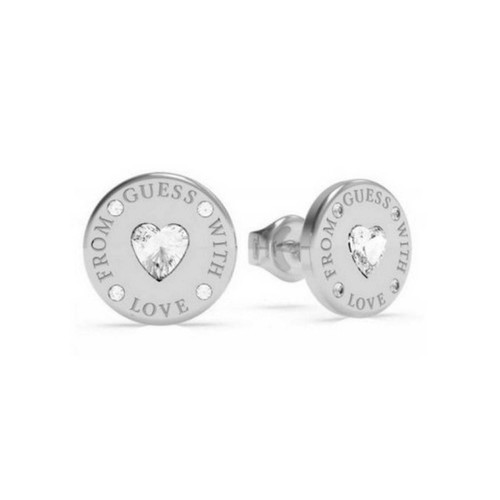 Boucles d'Oreilles acier rhodié cœur en cristaux de Swarovski FROM GUESS WITH LOVE - Guess Bijoux Argent Guess Bijoux Mode femme