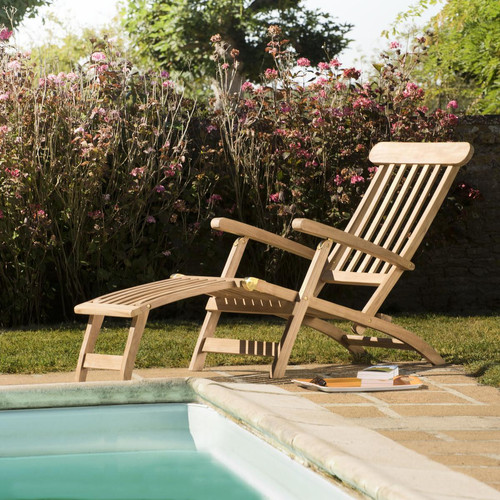 Macabane - Chaise longue de jardin HARRIS en bois teck - Chaise longue, transat, chilienne