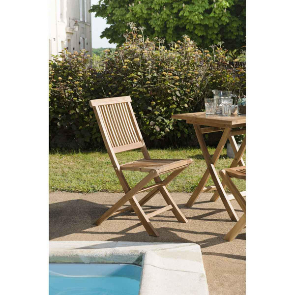 SALON DE JARDIN EN BOIS TECK 4/6 pers : Ensemble de jardin - 1 Table rectangulaire extensible 120/180*90 cm et 6 chaises Table de jardin