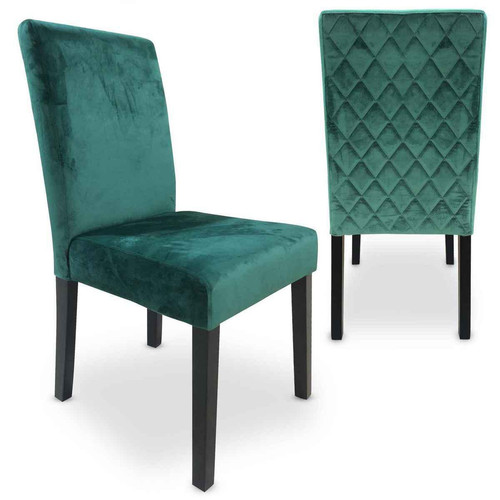 3S. x Home - Lot De 2 Chaises SHALIMAN Velours Vert - Chaise Et Tabouret Et Banc Design