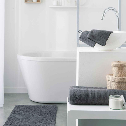 Today - Serviette de Toilette Premium Coton 50 x 90 cm Uni Canon de Fusil - Serviettes draps de bain gris