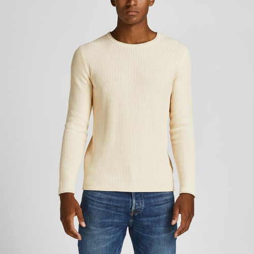 Jack & Jones - Pull en maille Col rond Manches longues Blanc Bruce - Pull / Gilet / Sweatshirt homme